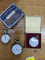 A silver cased Victorian pocket watch, the movement marked DF & Co, possibly for Dimier Freres &