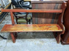 A Victorian stained pine half pew, Location: G