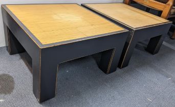 A pair of John Hardy Formes Nouvelles style square topped occasional tables, 35h x 62w Location: