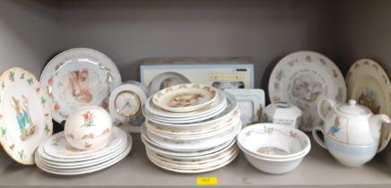 A quantity of Beatrix Potter china to include a Border Fine Arts plate, a Wedgwood money box and