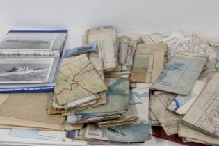 A quantity of mid 20th century Army maps and others, long with an album full of military battle