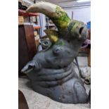 A weathered fibreglass model of a rhinoceros head 144cms high Location: