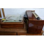 A mid-century teak cased stereo record deck, and a Rigonda Marksman stereo audio radio Location:
