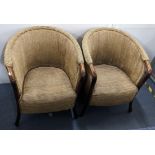 A pair of Umberto Asnago for Giorgetti-Progetti style chairs having woven upholstery and bentwood