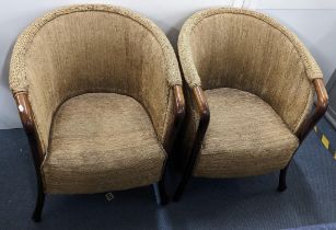 A pair of Umberto Asnago for Giorgetti-Progetti style chairs having woven upholstery and bentwood