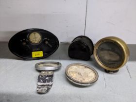 A collection of vintage car parts to include lights, a Lucies amp Gauge MSH bash Location: