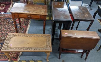Mixed furniture to include an Edwardian Sutherland table, Victorian side table and other items,