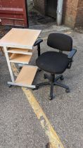 A modern beech finished computer desk and chair, Location: