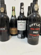 A collection of mixed ports to include Cockburns Vintage Port 1975, Fells Fine Crusted Port 1978 and