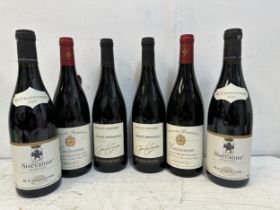 Sic bottles of mixed reds to include Crozes-Hermitage 2015, Reserve des Hospitaliers 2015, Sizeranne
