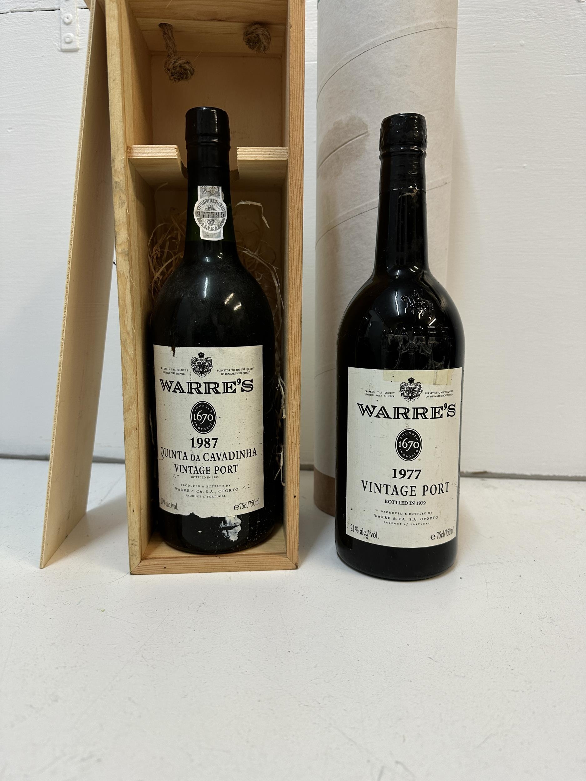 2 bottles of Warres Port 1987 and Vintage Port 1977