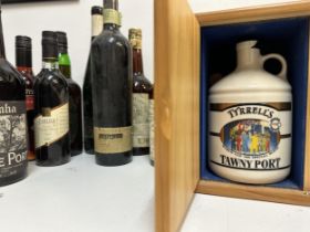 Twelve mixed bottles to include 1973 Vintage port, Tyrrells Tawny port A/F, and others Location: