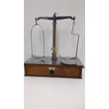 Chemist chrome and wooden scales inscribed Langer London Location: