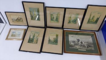 Prints to include George Downing, J Crocker, Devis Pannett and hunting scene with spaniels Location: