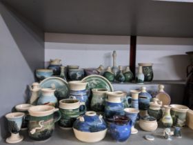 A collection of Boscastle Mocha ware studio pottery by Roger and Tim Irving Little, to include a