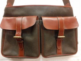 Mulberry-A late 20th Century Scotchgrain and brown leather satchel, manufactured pre serial discs,