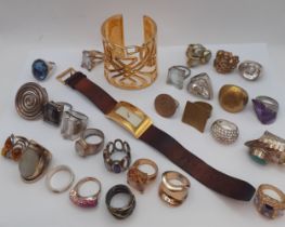 Modern costume jewellery to include a Biba gold tone bangle, a DKNY gold tone ladies watch with