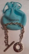 Tiffany & Co-A silver open chain bracelet, the chain measuring 15cm long, weight 24.1g with