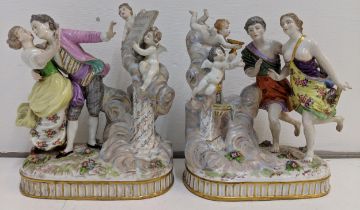 A pair of late 19th century porcelain figure groups in the Meissen style A/F Location: