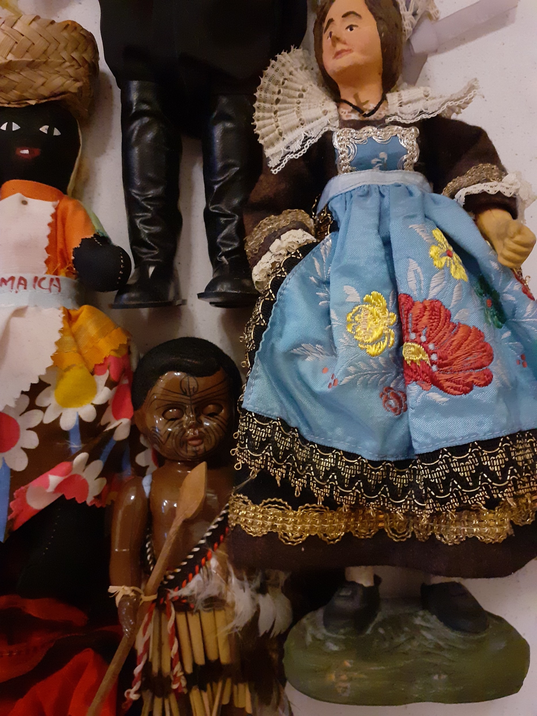 A collection of vintage dolls of the world to include a Chad Valley rag doll with green checked - Image 6 of 6