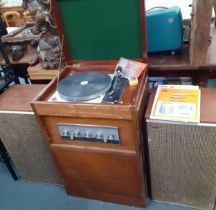A mid 20th Century Leak Stereo 30 Plus in a hardwood veneered cabinet with integrated Thorens