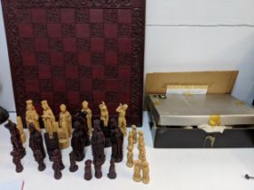 A composition figural chess set 'Westminster Abbey' chessmen and board Location: