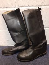 A pair of 1990's Equitector gents black leather riding boots , made in England, UK size 10.