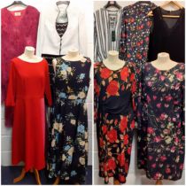 A quantity of late 20th Century and later ladies clothing to include a Boden red dress with