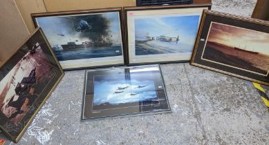 A group of framed and glazed signed limited edition prints and photographs of military planes to