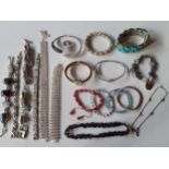 Modern costume jewellery, mainly bracelets to include a silver tone Swarovski two tone crystal