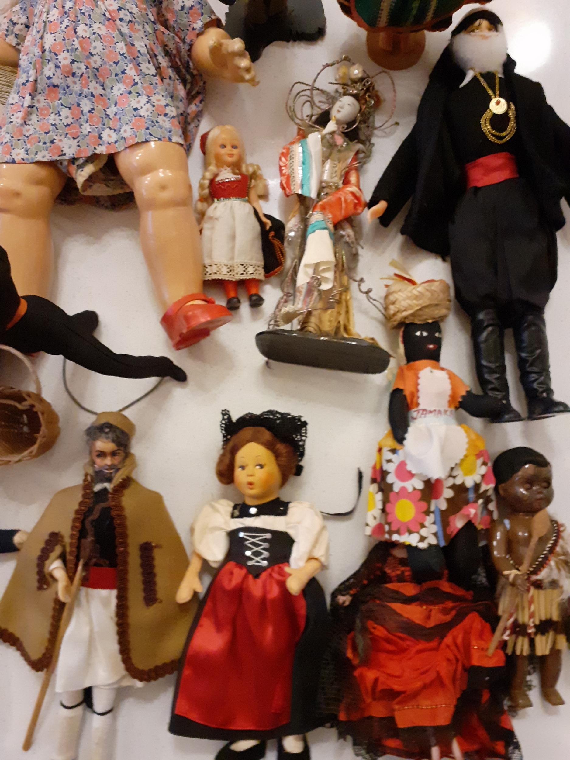 A collection of vintage dolls of the world to include a Chad Valley rag doll with green checked - Image 4 of 6