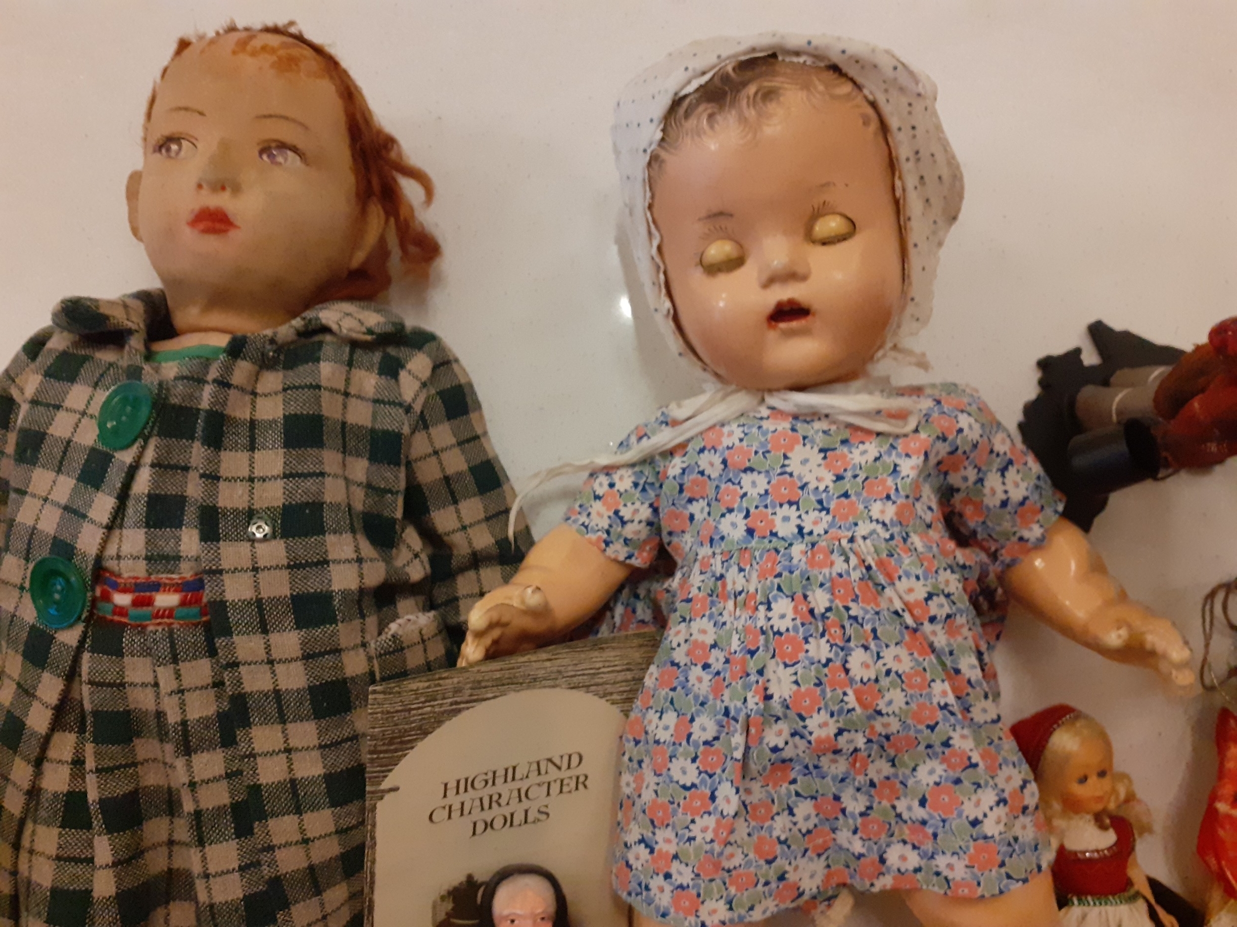A collection of vintage dolls of the world to include a Chad Valley rag doll with green checked - Image 3 of 6