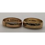 Two 9ct gold wedding rings, 7.85g Location: