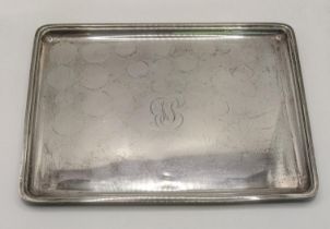 A silver tray Mappin & Webb, initialled, 543g 27.5cmW X 21.3cm Location: