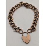 A rose gold bracelet A/F with a rose gold heart shaped padlock style clasp, total weight 15.1g,
