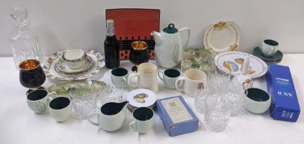 Ceramics and glassware to include a Carlton ware coffee set, a whisky decanter and glasses,