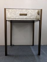 A selection of modern furniture to include R.V Astley brass and mirrored glass side table/bedside