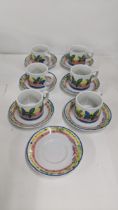 A set of six cups and saucers, and one saucer of Schönwald porcelain designed by Philip Sutton,