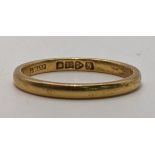 A 22ct gold wedding band, size M, 2.8g Location: