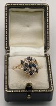 A 9ct gold diamond and sapphire ring size P, 3.2g Location: