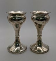 A pair of S Blanckensee and son Ltd silver weighted vases hallmarked Birmingham 1925 Location: