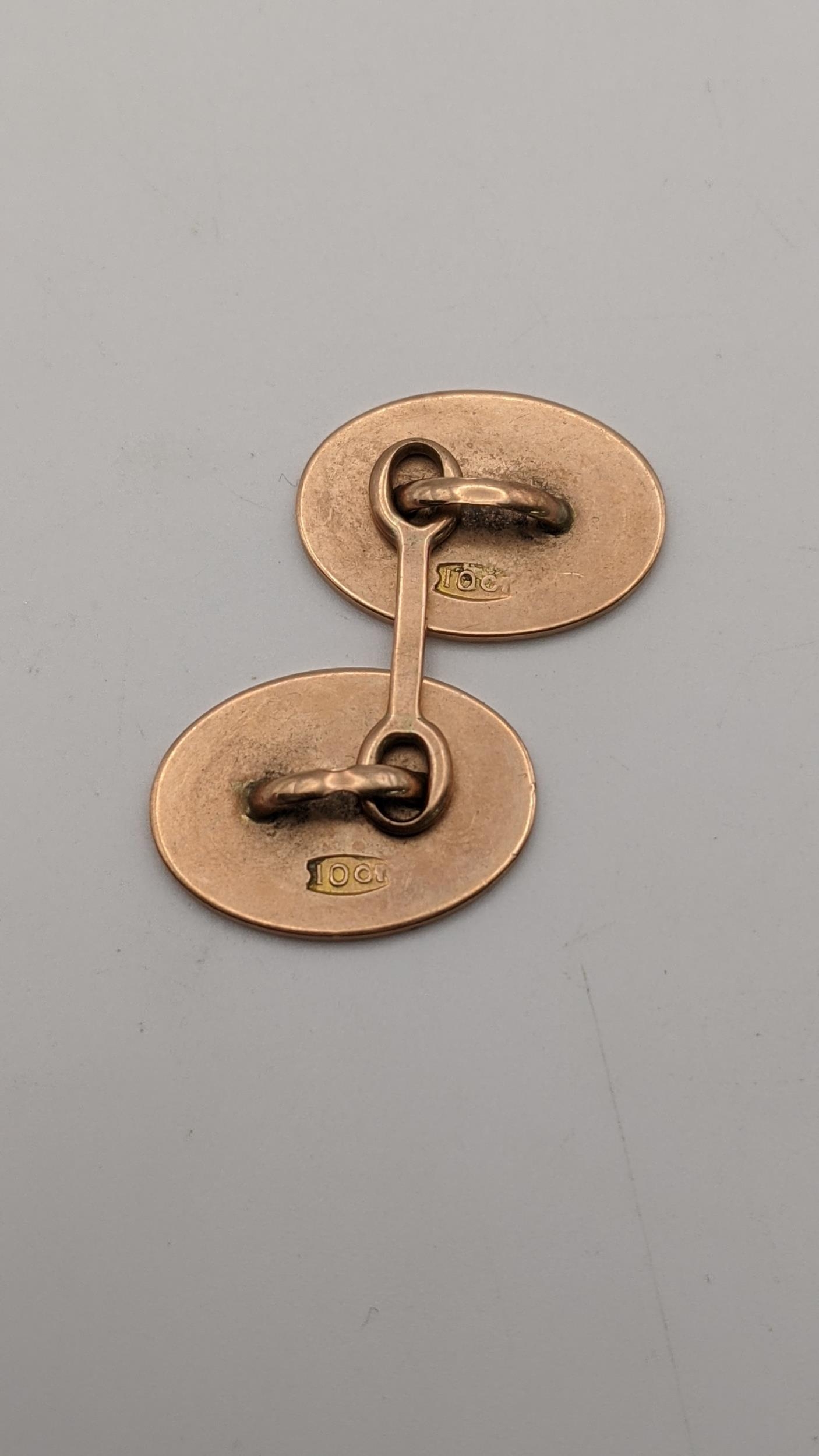 Gold to include a cufflink stamped 10ct, 4g and a Victorian brooch with seed pearls and steel bar, - Image 2 of 2