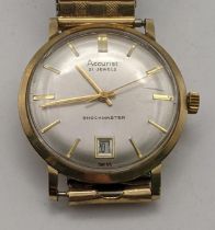 A 9ct gold Accurist gents wristwatch on a later expanding bracelet Location: