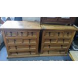 A pair of modern pine seven drawer bedside chests Location:
