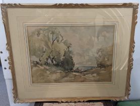 John Brown Harrison - (1876-1958) - a watercolour depicting a country landscape, signed to the lower