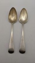 A pair of Georgian tablespoons, hallmarked London 1809, total weight, 124.6g, Location: