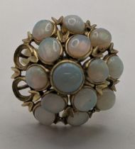A 14ct gold opal cocktail cluster ring, A/F, size N 1/2, 5.3g, Location: