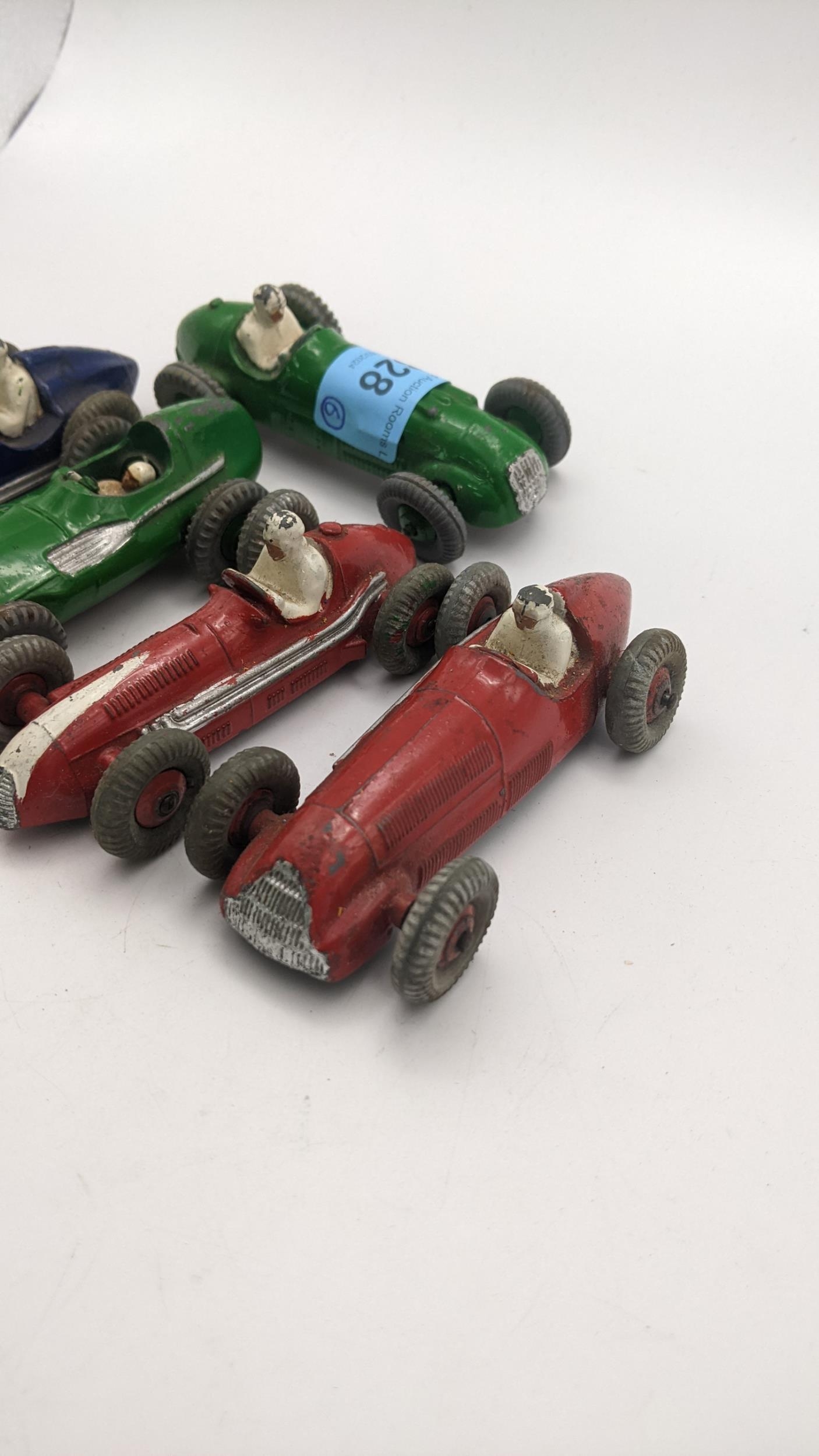 Six Dinky racing cars to include; a blue Ferraris (23H), a red Alfa Rome (23F), a green Vanwell ( - Image 2 of 2