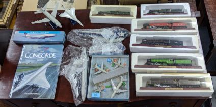 Concorde and other British Airways models, a Schabak Airport set, six models of trains and a Concord