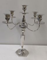 A silver plated four branch candelabra, 43cm h x 35cm w Location: